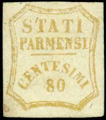 Francobollo da 80 cent del 1858 del governo provvisorio del Ducato di Parma